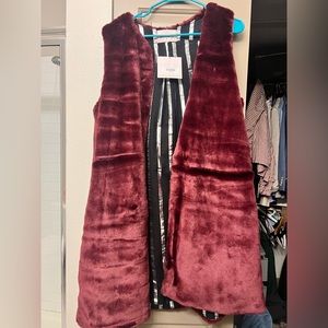 BURU burgundy faux fur vest
